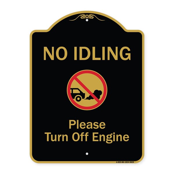 Designer Series-No Idling Please Turn Off Engine With Graphic, 24" x 18", BG-1824-9829